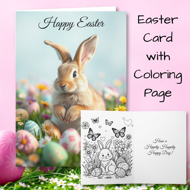 Cute Flowers and  Bunny Easter Party to and from Card (Creator Uploaded)