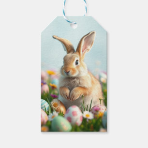 Cute Flowers and  Bunny Easter Party to and from Gift Tags