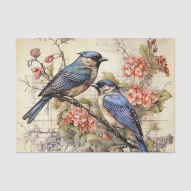 Cute flowers bird lovers  tissue paper (Front)