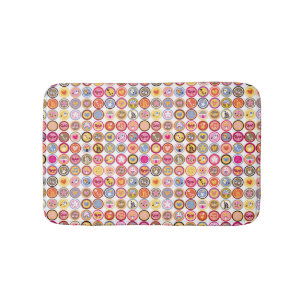 cute flowers, birds, hearts pattern bath mat
