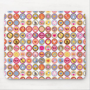 cute flowers, birds, hearts pattern mouse mat