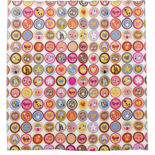 cute flowers, birds, hearts pattern shower curtain