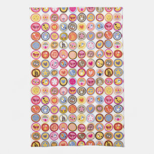 cute flowers, birds, hearts pattern tea towel
