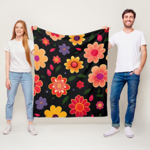 Cute Flowers Colourful Floral Fleece Blanket