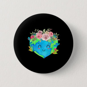 Cute Flowers Crown Planet Spring Nature Peace Eart 6 Cm Round Badge