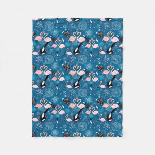 Cute flowers flamingos pattern fleece blanket