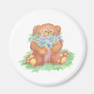 Cute Flowers for You Teddy Bear Magnet
