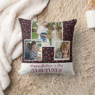 Cute Flowers Happy Mother`s Day Keepsake 3 Photo Cushion