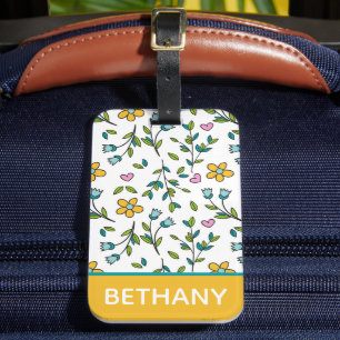Cute Flowers Hearts Light Pattern Personalised Luggage Tag