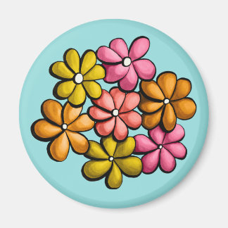 Cute Flowers Kids Colourful Ink Drawing Magnet