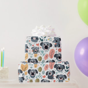 Cute flowers koalas animals trees Wrapping Paper