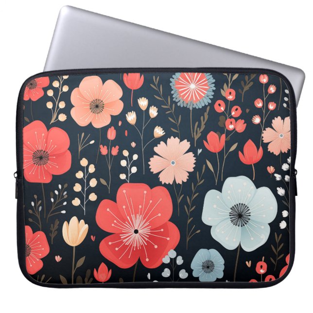 Cute flowers laptop sleeve (Front)