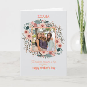 Cute Flowers Mum Daughter Quote Mother's day Photo Card