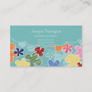 Cute flowers mummy or parent calling business card