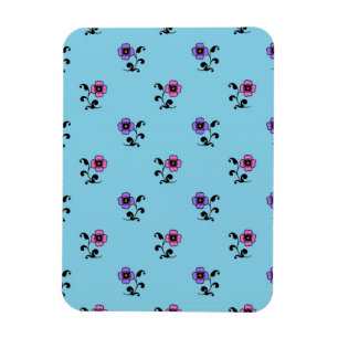 Cute Flowers on Blue Background Magnet