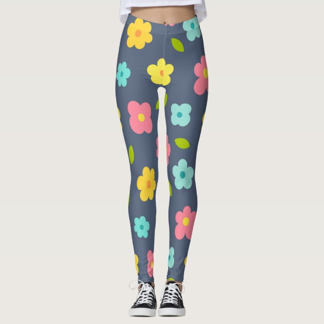 Cute flowers pattern Leggings (Front)