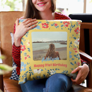 Cute Flowers Photo Gifts for 21 Year Old Female Cushion