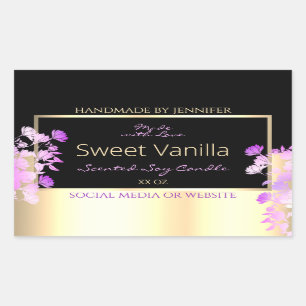 Cute Flowers Product Packaging Labels Black & Gold