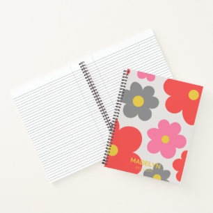 Cute flowers Red Custom script Spiral Notebook