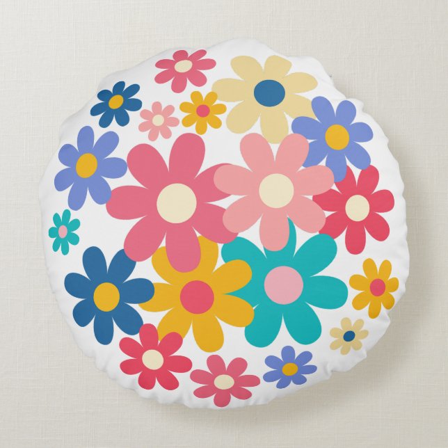 Cute Flowers Round Cushion (Back)