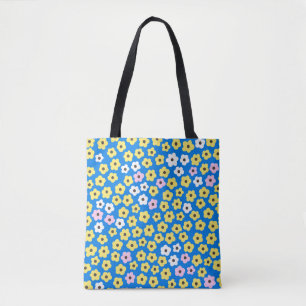 Cute flowers: seamless cartoon pattern. tote bag