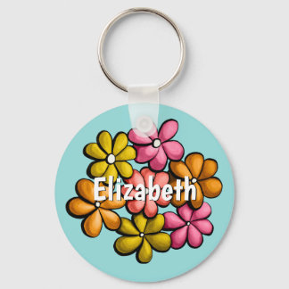 Cute Flowers Spring Girl Name Key Ring