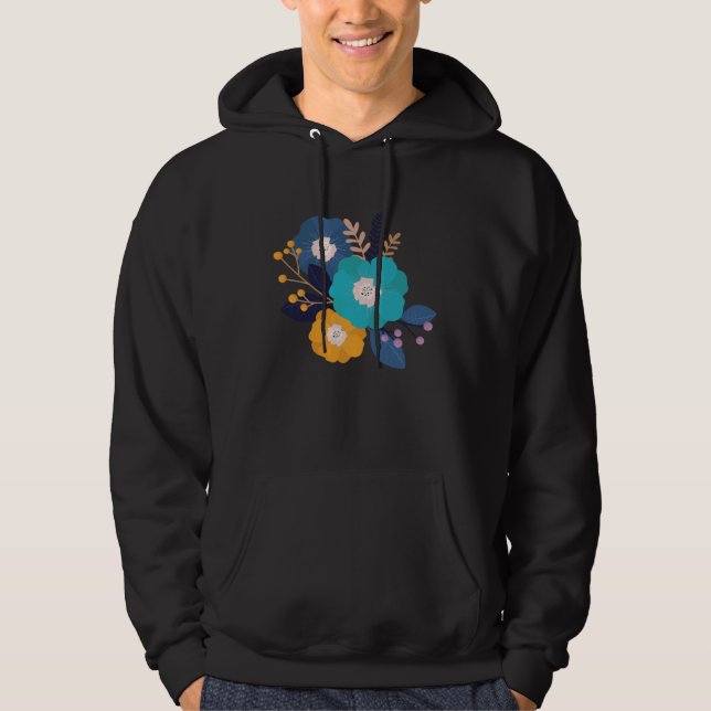 Cute Flowers Watercolor Floral Illustration Hoodie (Front)