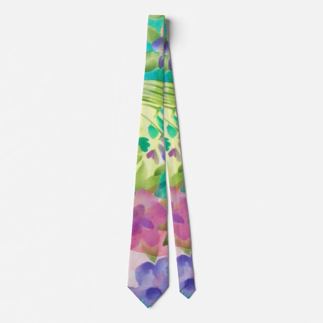 Cute flowers Watercolor hand paint design Tie (Front)