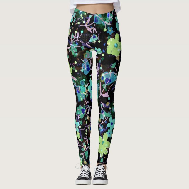 Cute Flowers - Watercolor  Leggings (Front)