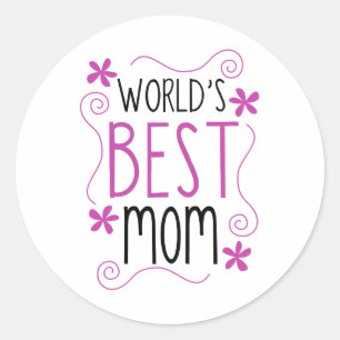 Cute Flowery World's Best Mum Classic Round Sticker