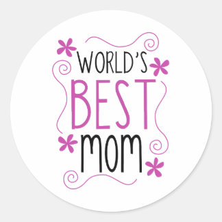 Cute Flowery World's Best Mum Classic Round Sticker
