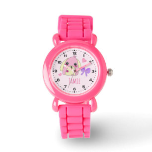 Cute Fluff Heart Dog Personalised Watch