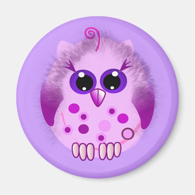 Cute Fluffy Baby Owl Magnet (Front)