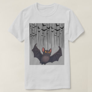 Cute Fluffy Bat Illustration - Spooky Halloween T-Shirt