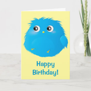 Cute Fluffy Bird Birthday Card