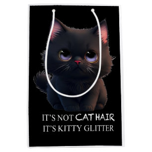 Cute fluffy black cat medium gift bag
