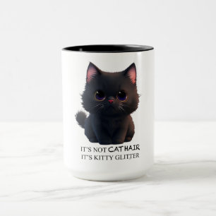 Cute fluffy black cat mug