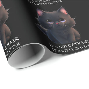 Cute fluffy black cat wrapping paper