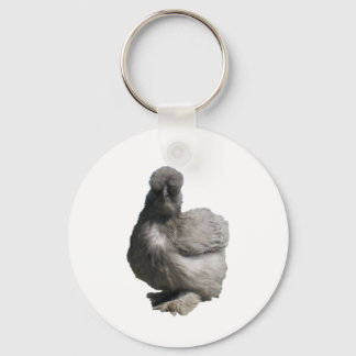 Cute Fluffy Blue Silkie Chicken Key Ring