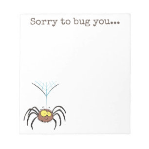 Cute fluffy brown spider cartoon illustration notepad