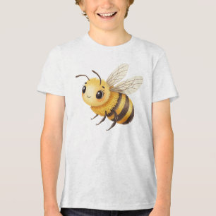 Cute Fluffy Bumblebee Character Illustration Tri-Blend Shirt