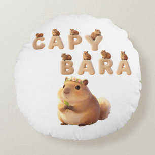 Cute Fluffy Capybara Decorative Pillow, Adorable A Round Cushion
