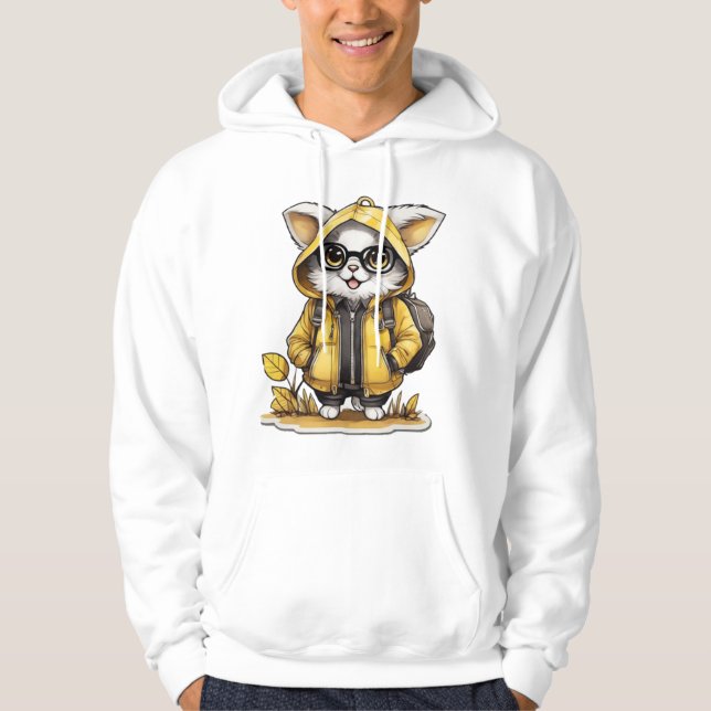 cute fluffy cat fall aesthetics   hoodie (Front)
