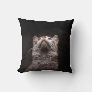 Cute Fluffy Cat Looking Up – Cosy Pet Lover Desi Cushion