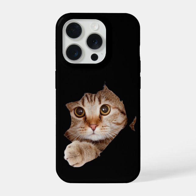 Cute Fluffy Cat Peeking Custom iPhone Case (Back)