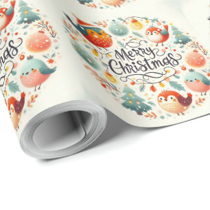 Cute fluffy Christmas foxes and rabbits Wrapping Paper