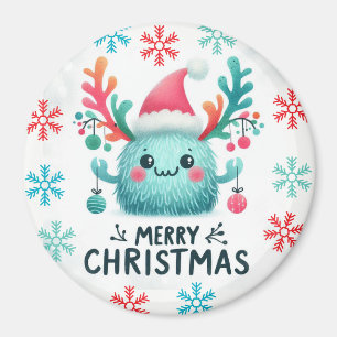 Cute fluffy Christmas monster Magnet