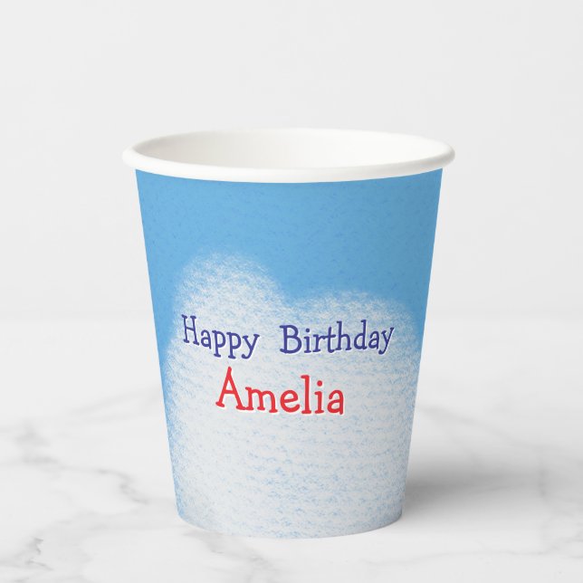 Cute fluffy clouds Birthday Paper Cups (Front)