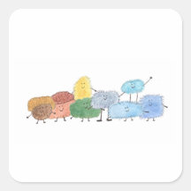 Cute Fluffy Creatures Square Sticker