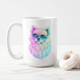 Cute fluffy dog ​​in sunglasses coffee mug